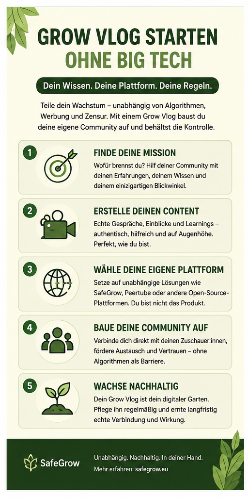 Infografik: Grundausstattung für deinen ersten Grow-Vlog